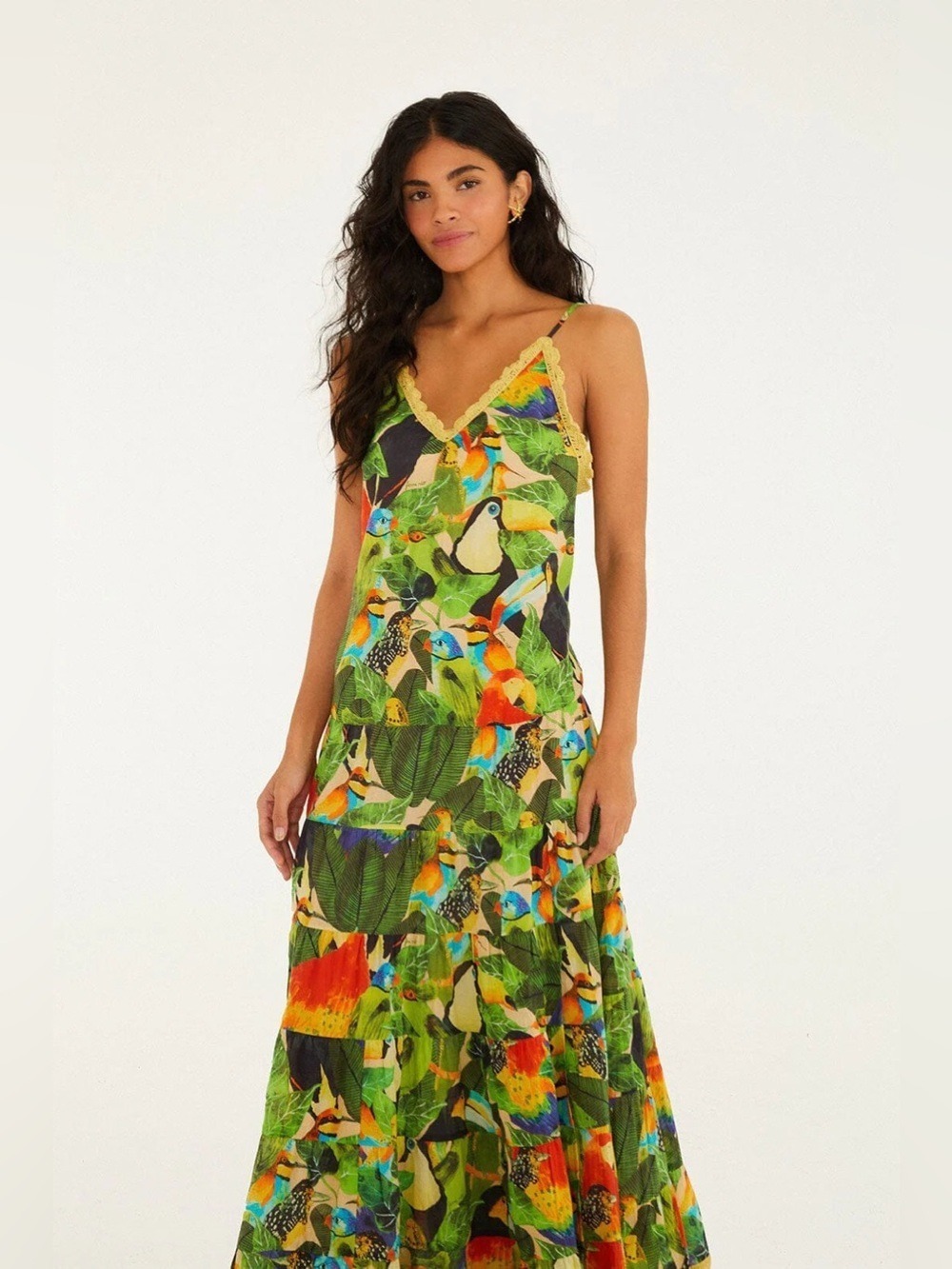 Farm Rio Bird Leaves Long Dress